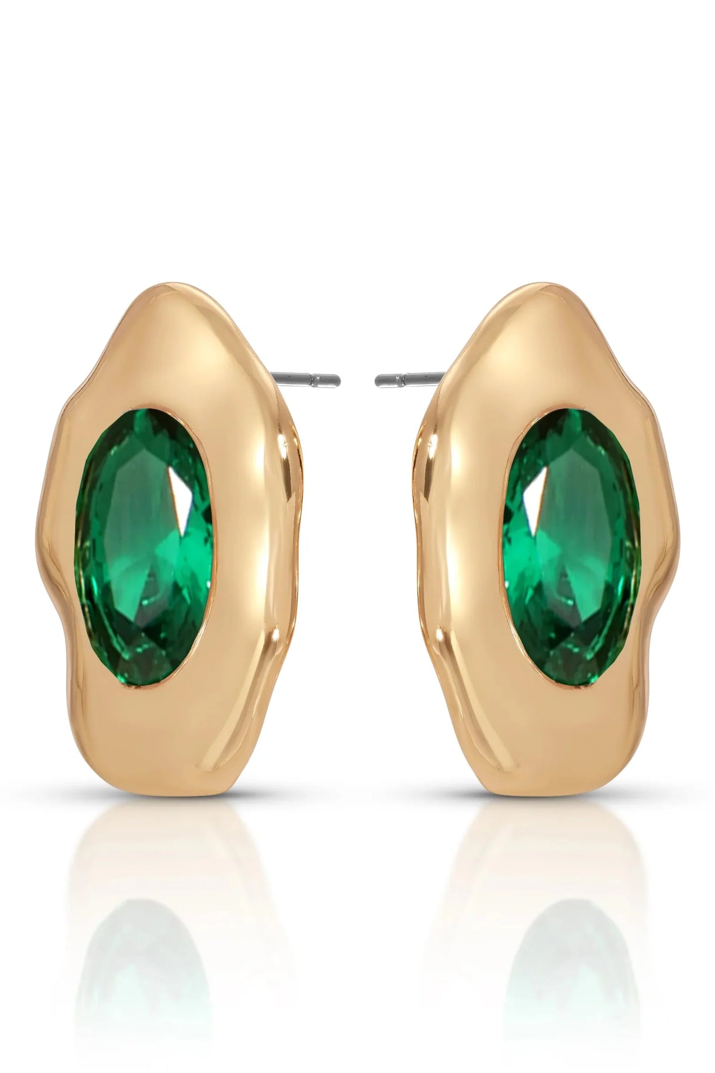 Molten Glow Crystal Studs - Emerald