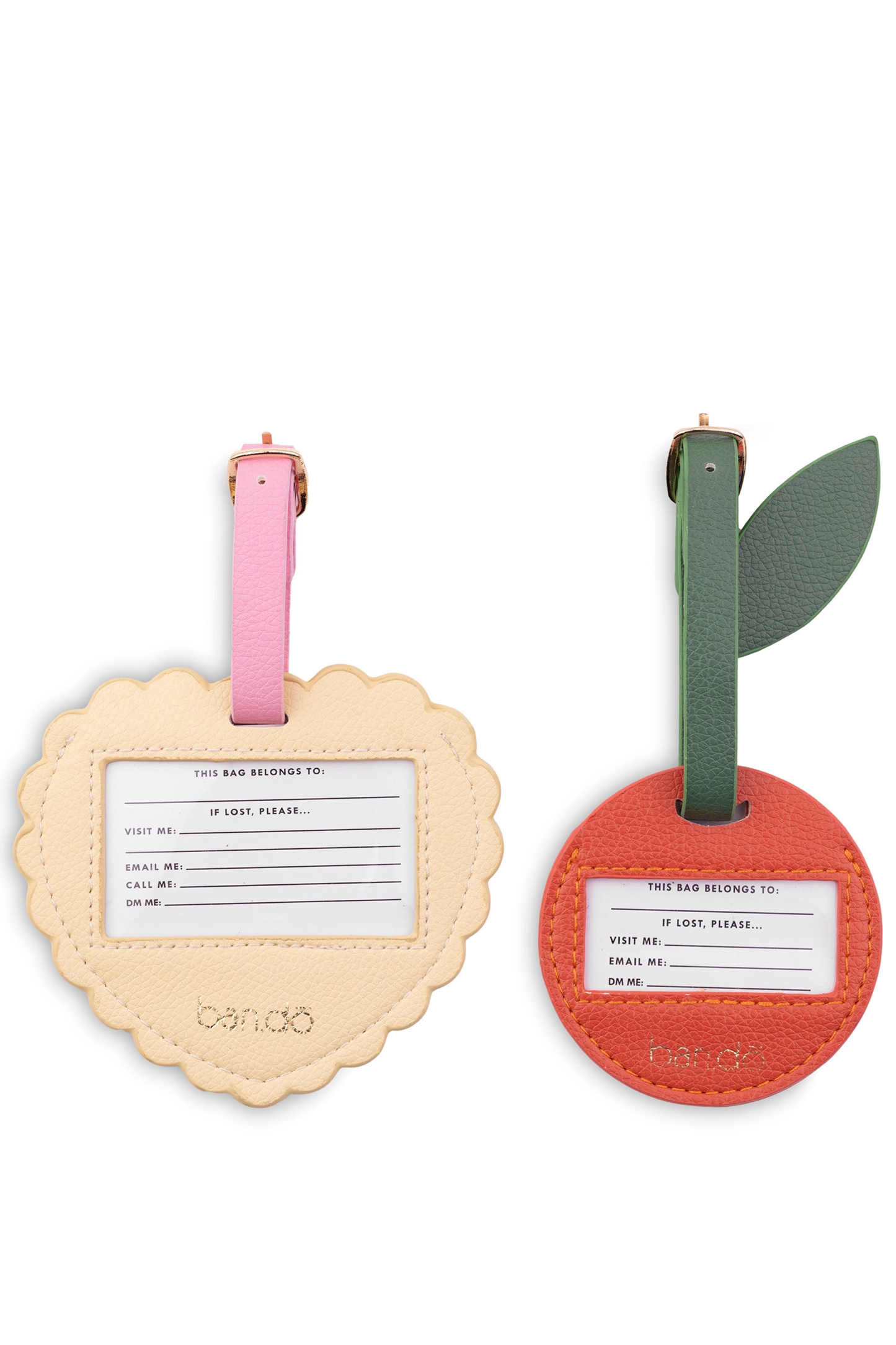 BANDO - Luggage Tag Set, Heart and Cherry