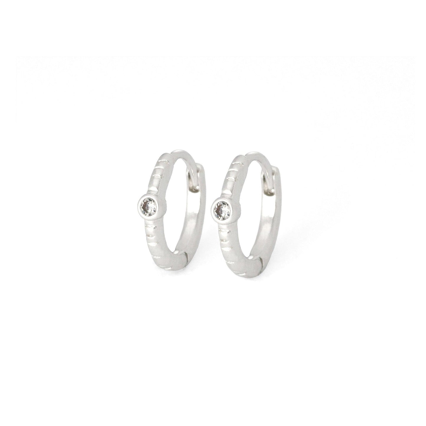 Single Cubic Zirconia Huggie Earrings