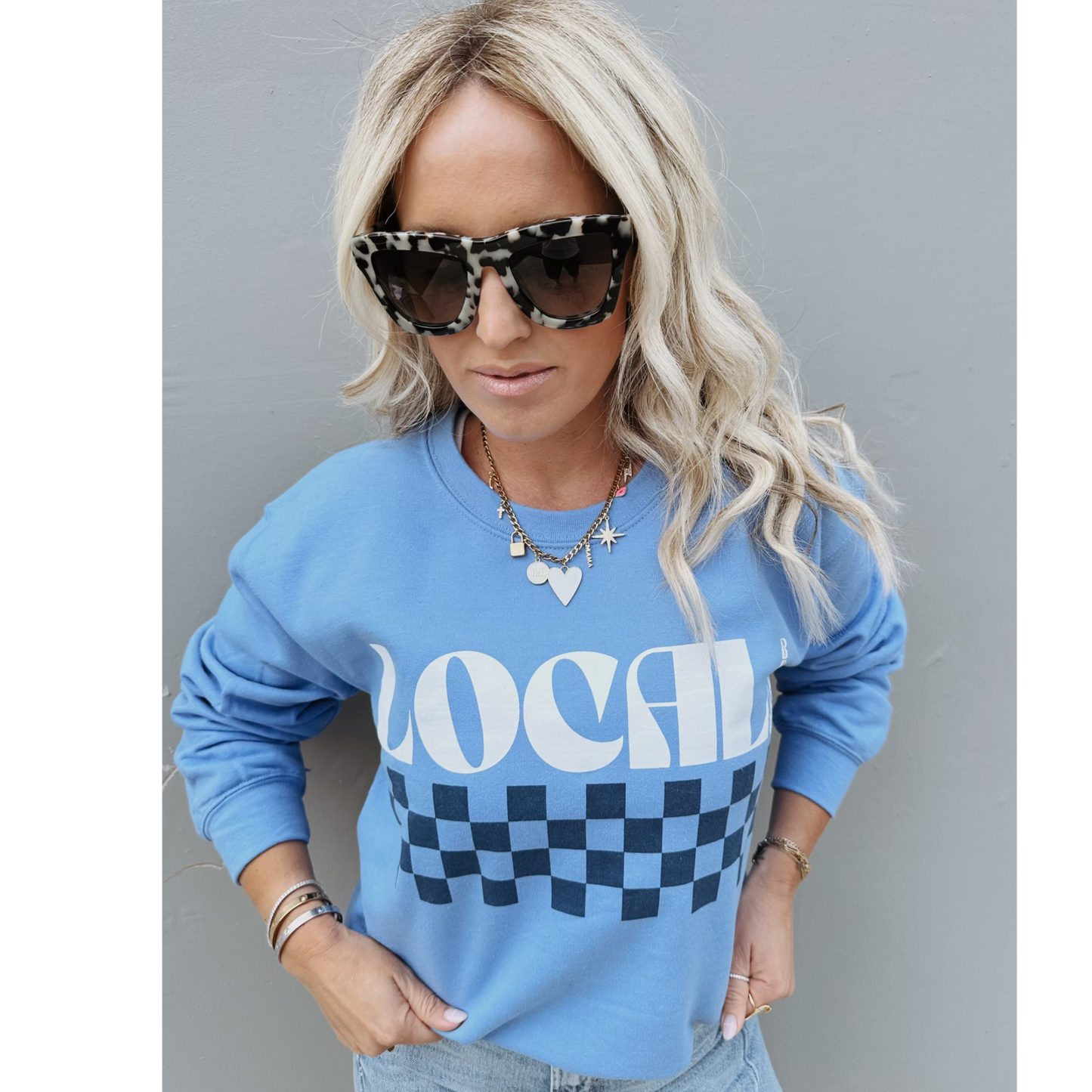 Local Beach Checker Crew Fleece