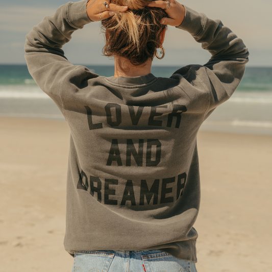 Lover & Dreamer Pigment Dyed Crew Fleece Washed Black