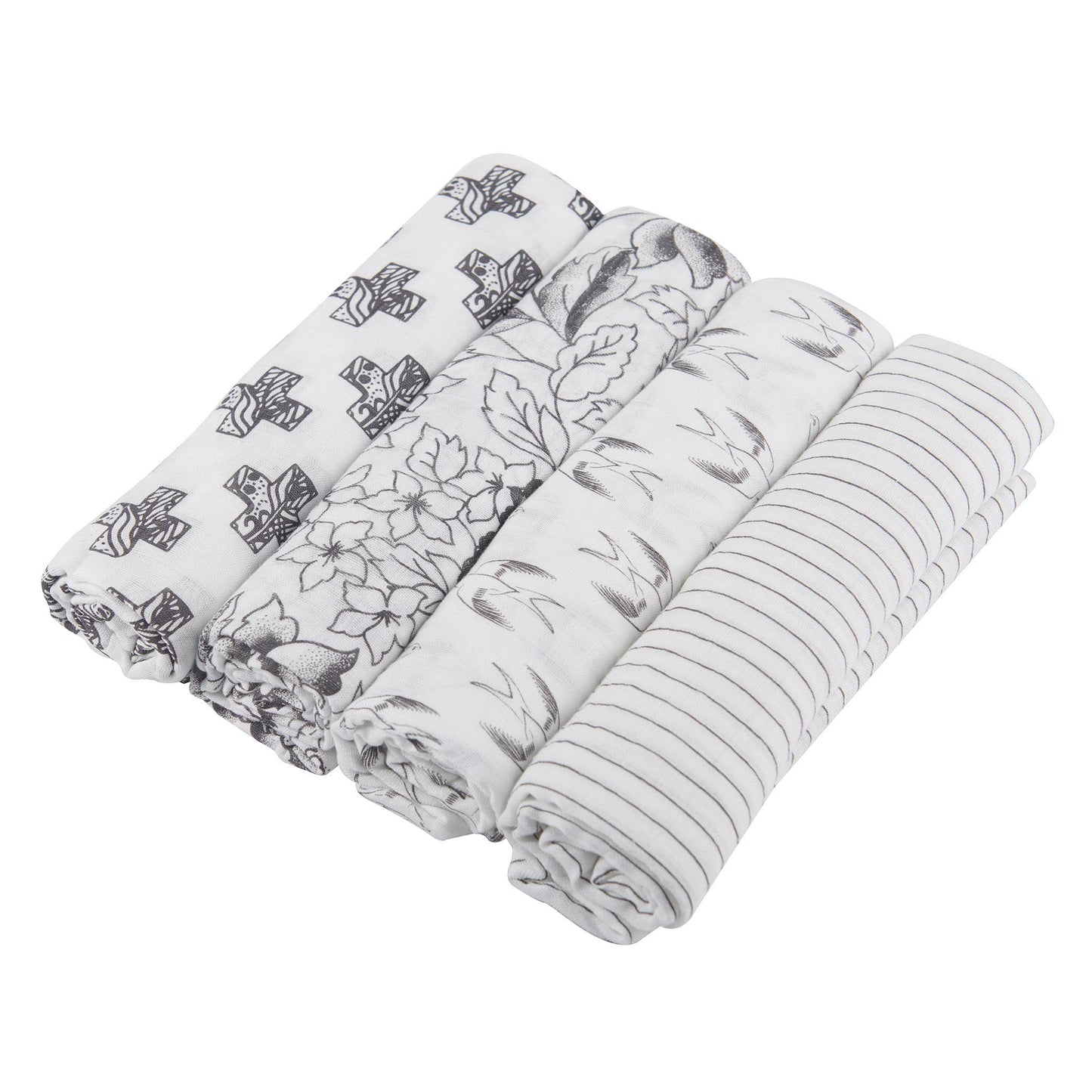 BABY - Monochrome Bamboo Muslin Swaddle 4-Pack