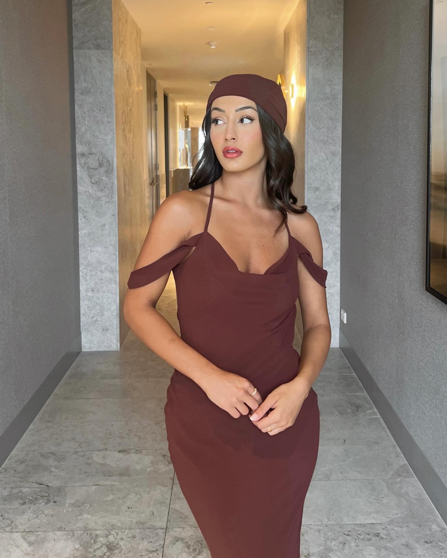 Vienna Bias Cut Gown - Brown