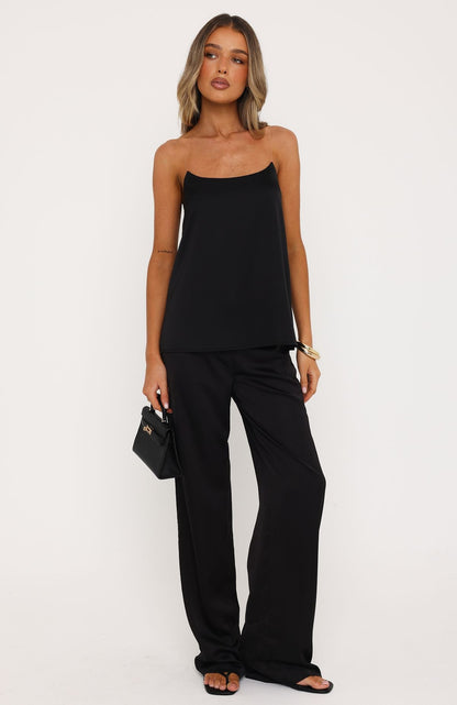 True Intentions Invisible Strap Top Black