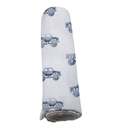 BABY - Indigo Monster Trucks Cotton Swaddle