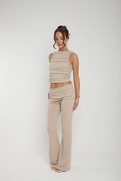 Zara Wide Leg Trousers | Beige
