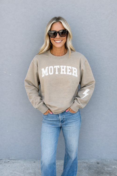 Mother II Pigment Dyed Crew Fleece Ivory