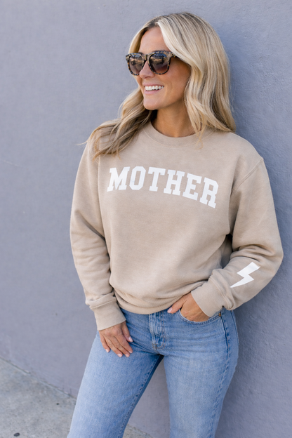 Mother II Pigment Dyed Crew Fleece Ivory
