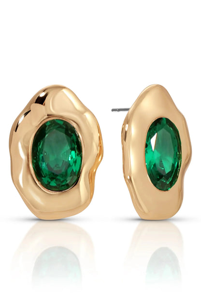 Molten Glow Crystal Studs - Emerald