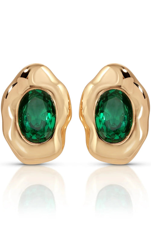 Molten Glow Crystal Studs - Emerald