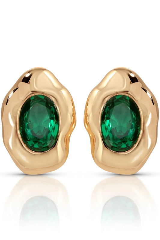 Molten Glow Crystal Studs - Emerald