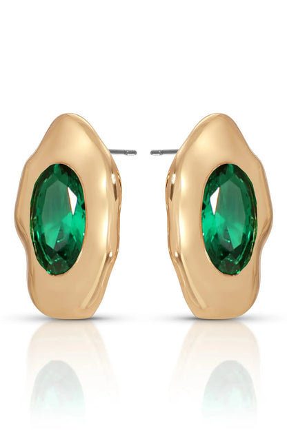 Molten Glow Crystal Studs - Emerald