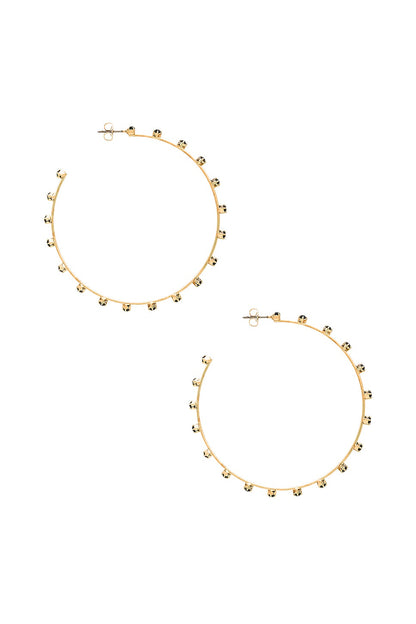 Rhinestone Hoop Earrings - Black