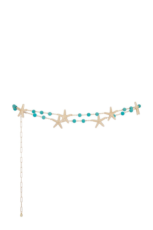 Starfish Beaded Waist Chain - Gold Tone
