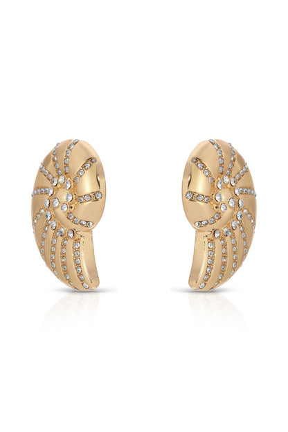 Crystal Shell Earrings - 18k Gold Plated