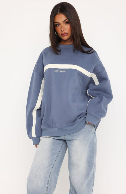 Take Another Chance Oversized Drop Shoulder Sweater Ocean