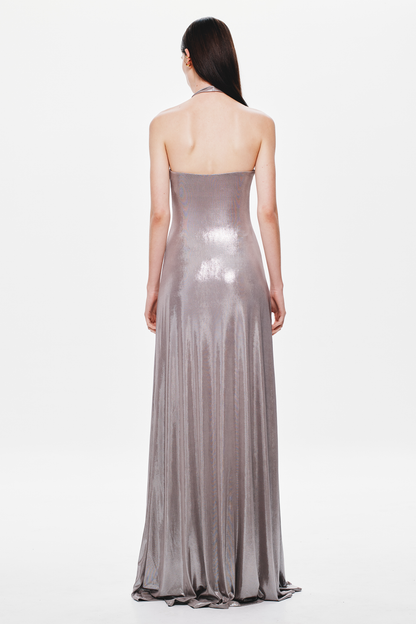 Jennifer Foil Jersey Dress - Cinder