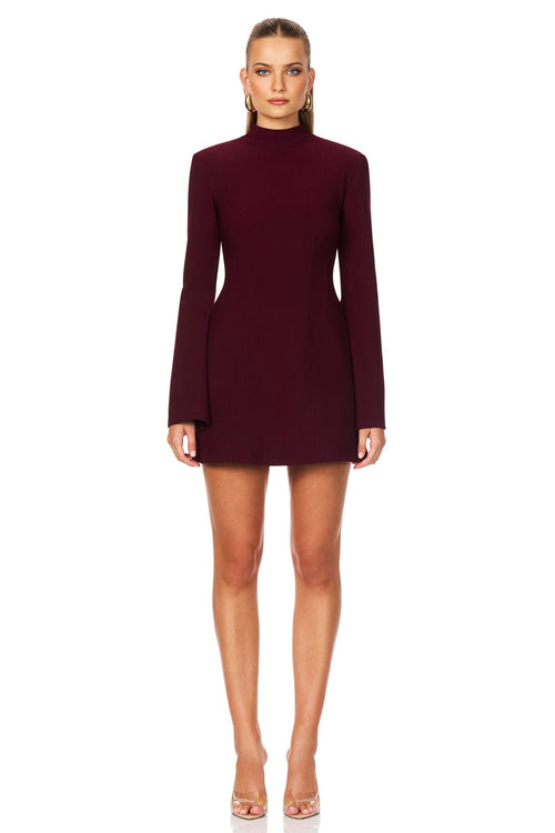 Nookie Caroline High Neck Mini Dress - Wine