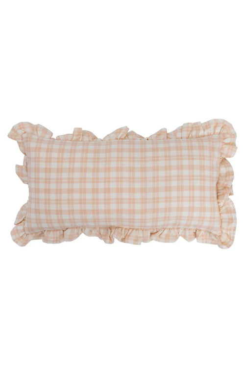 24" x 12" Cotton Lumbar Plaid Pillow with Ruffle
