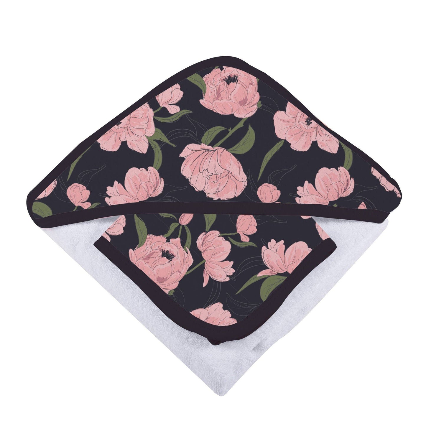 BABY - Peonies Hooded Towel and Washcloth Set