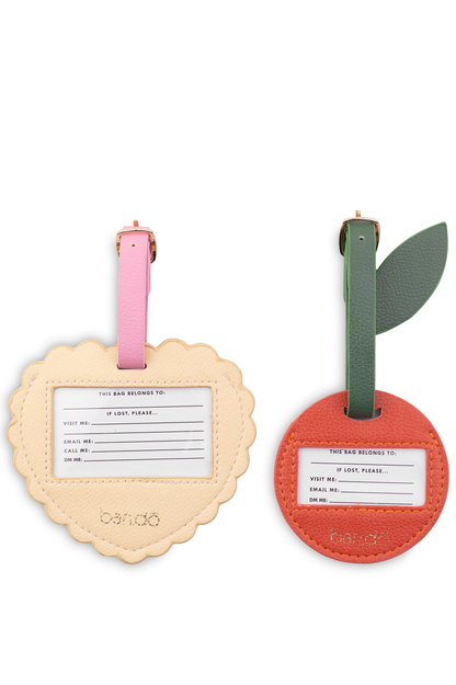 BANDO - Luggage Tag Set, Heart and Cherry