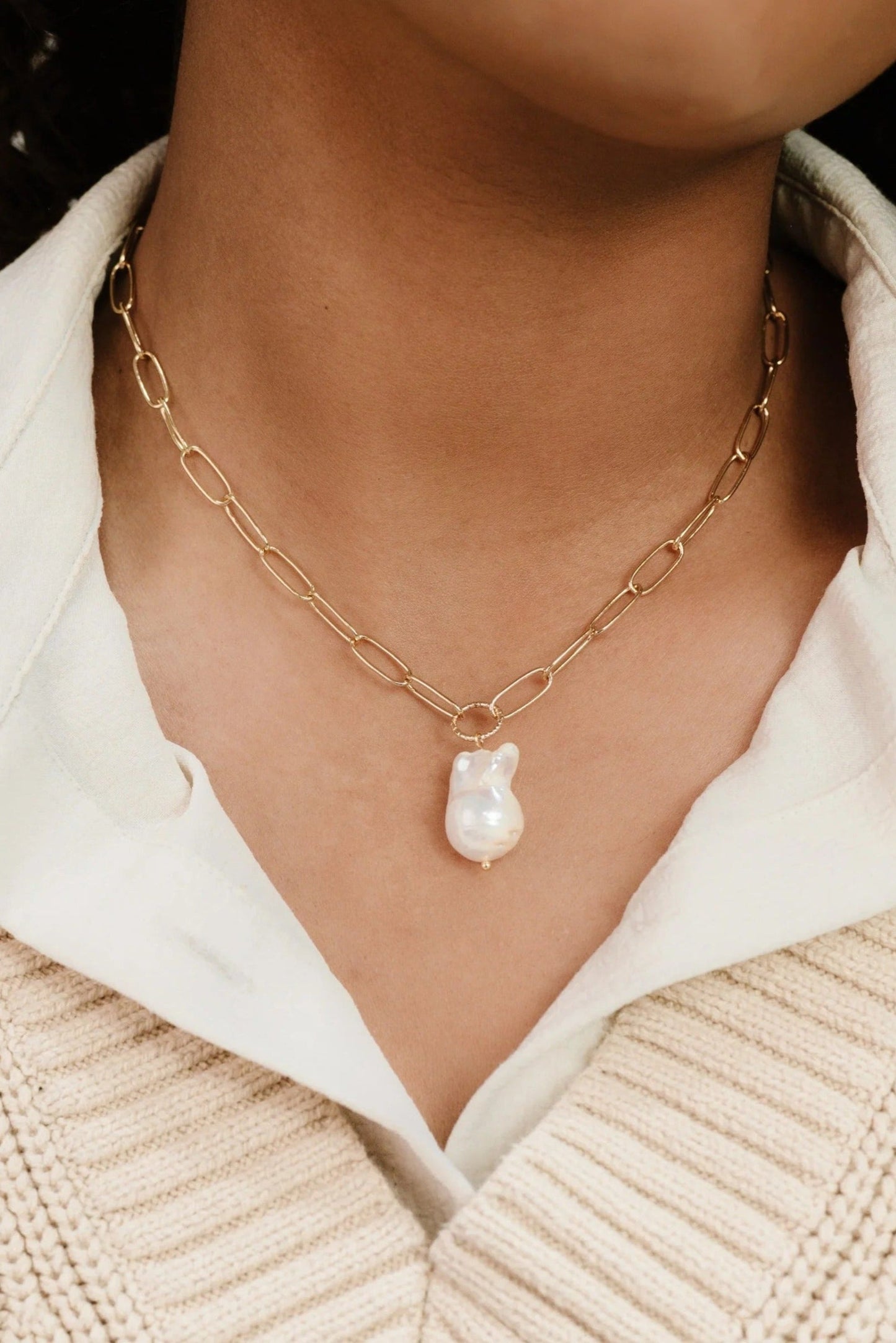 Single Pearl Chain Necklace