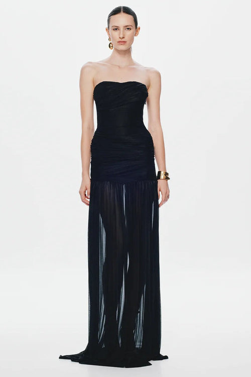 Misha Ember Wrapped Dress - Black