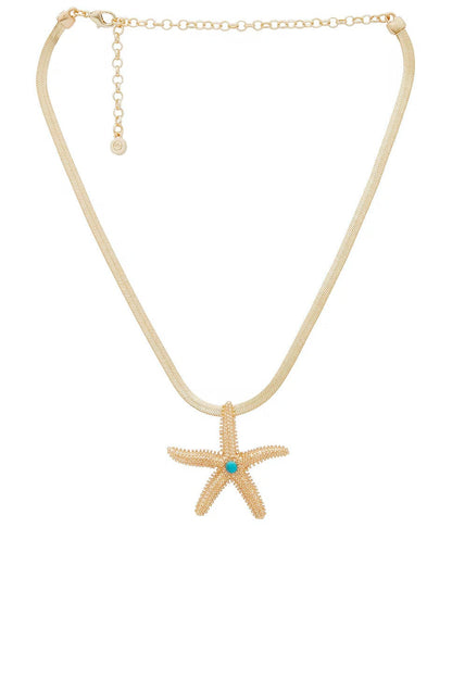 Starfish Pendant Herringbone Chain Necklace