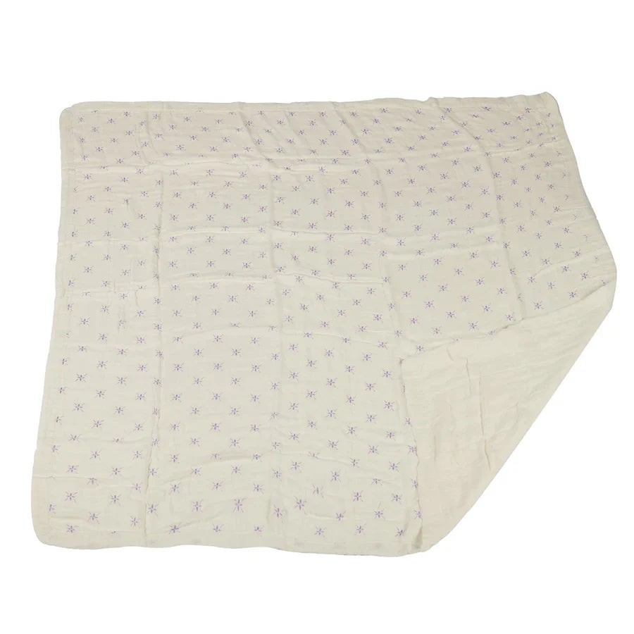 BABY - Lavender Flower And White Bamboo Muslin Blanket
