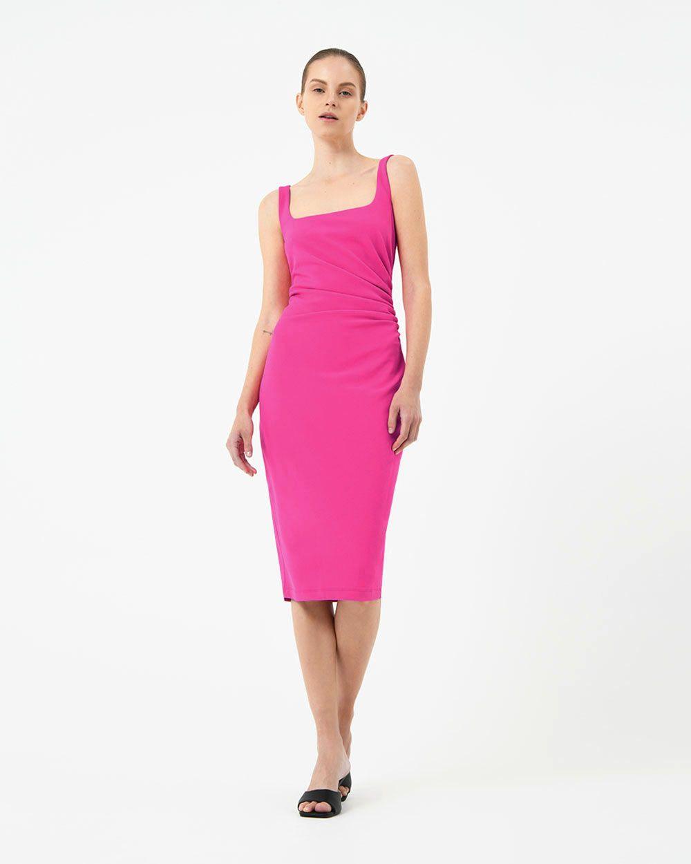 Rae Side-Gathered Dress - Pink
