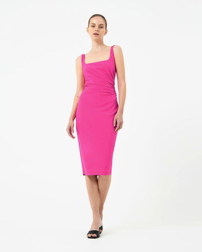 Rae Side-Gathered Dress - Pink