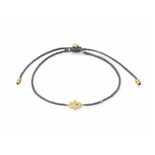 Grey Braided Hamsa Bracelet