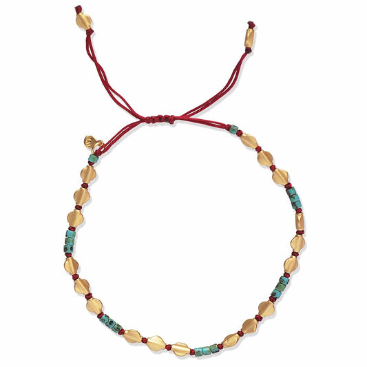 Handmade Beaded Bracelet With Gold & Turquoise Accents