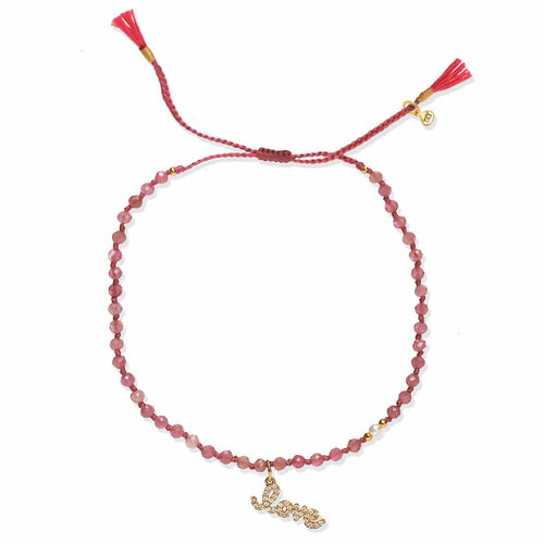 Handmade Beaded Bracelets with Love Dangle