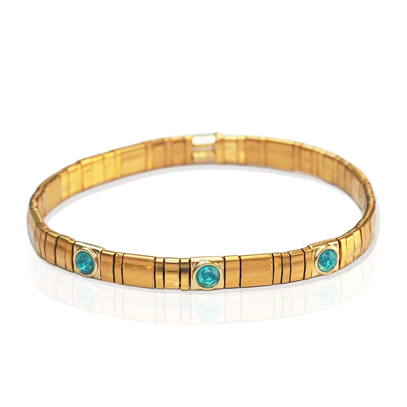 Gold Tila Bead Bracelet with Starburst Charms