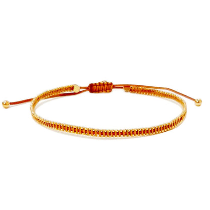 Silk Cord Bracelet with Gold Beaded Detail