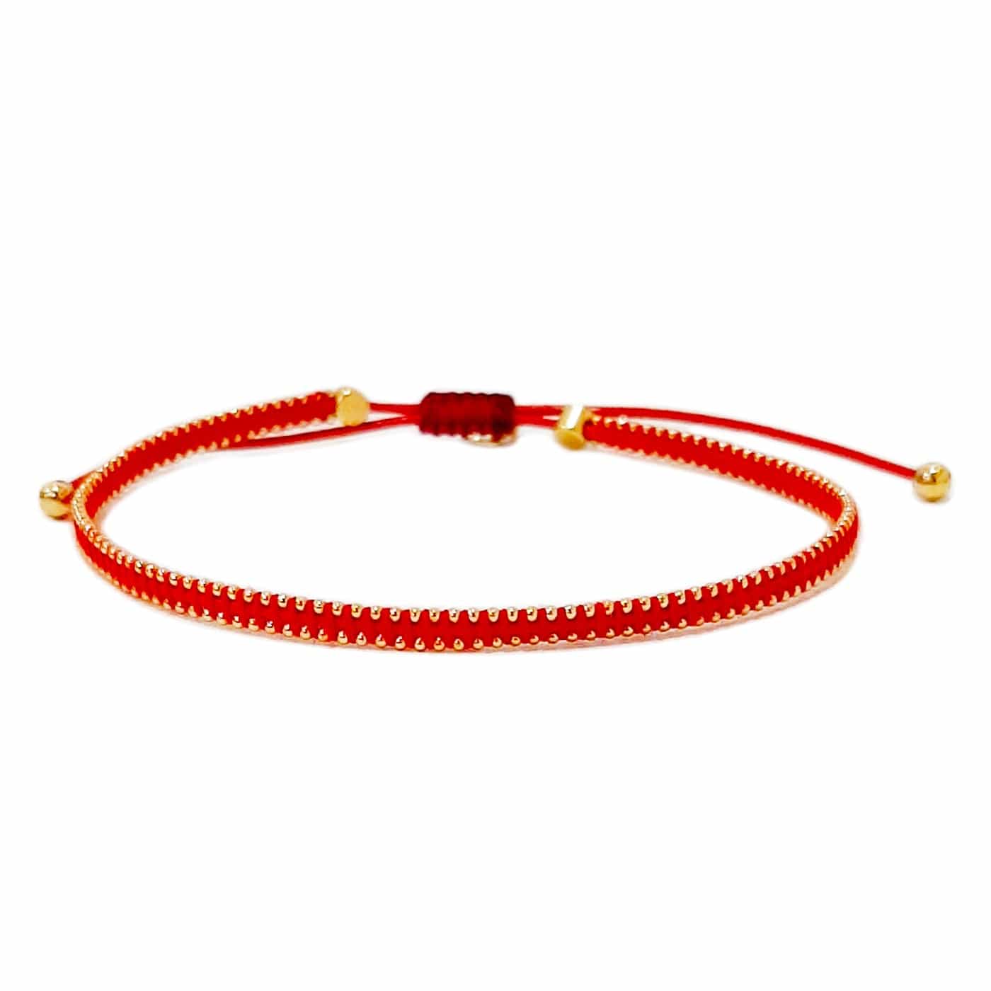 Silk Cord Bracelet with Gold Beaded Detail