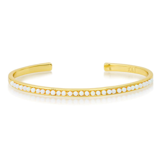 White Opal Pavé Cuff Bracelet