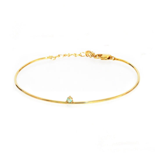 Tiny Stone Bangle with Chain Closure