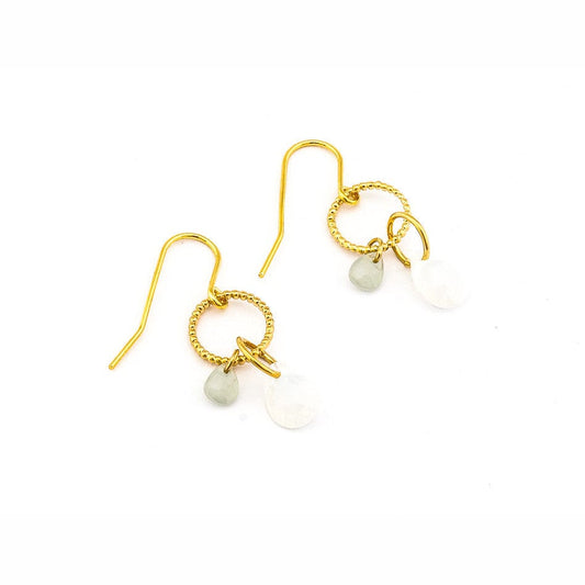 Circle Ring Earring With Multiple Stones