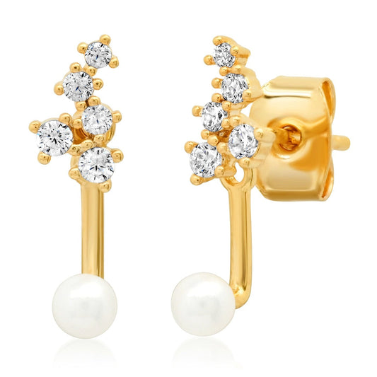 Cluster Earrings With Pearl Jacket