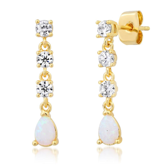 CZ & Opal Drop Earrings