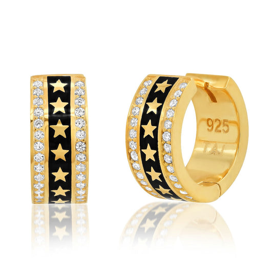 Enamel And Cz Star Huggies