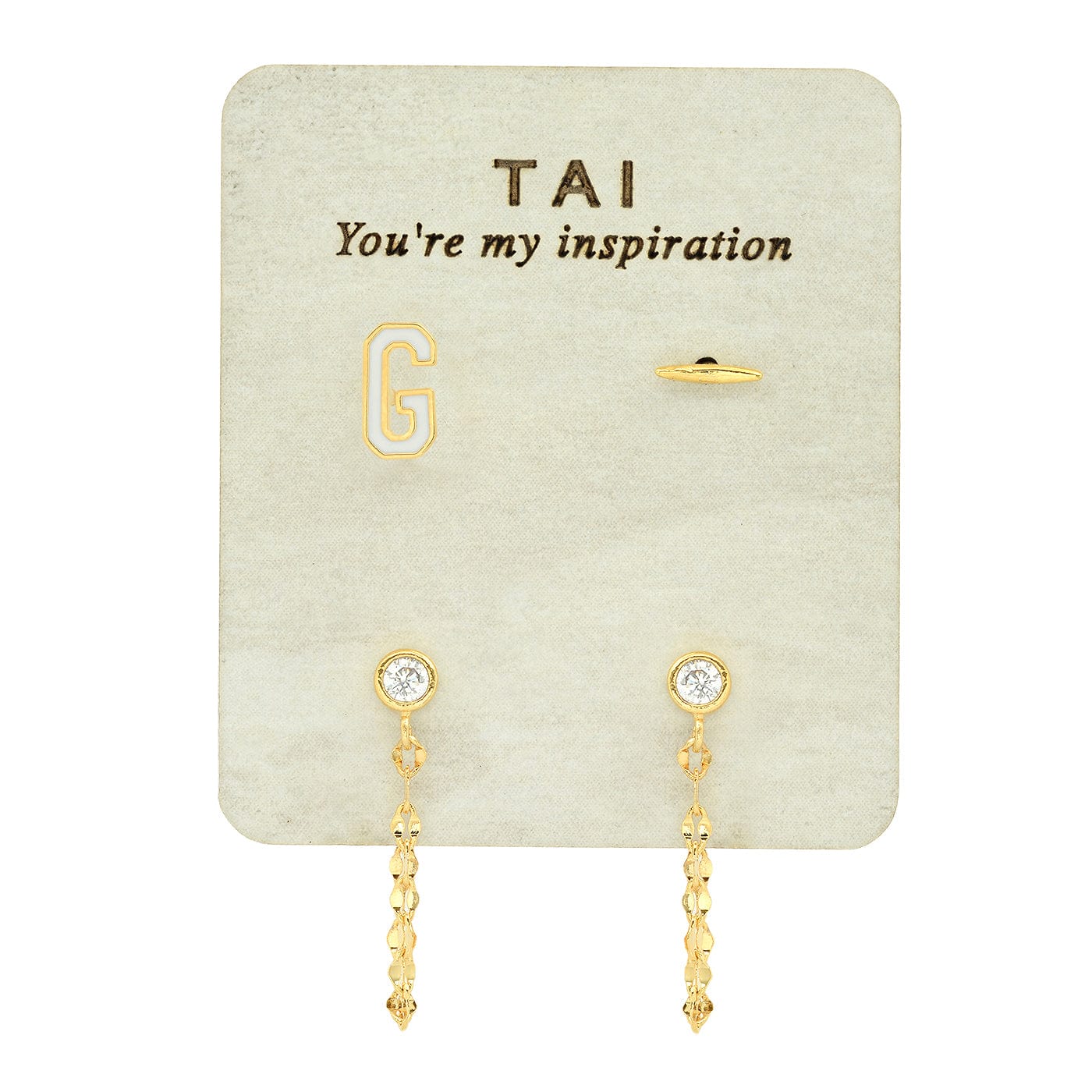 Enamel Monogram Stud Set