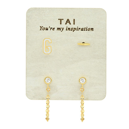Enamel Monogram Stud Set