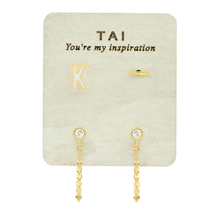 Enamel Monogram Stud Set