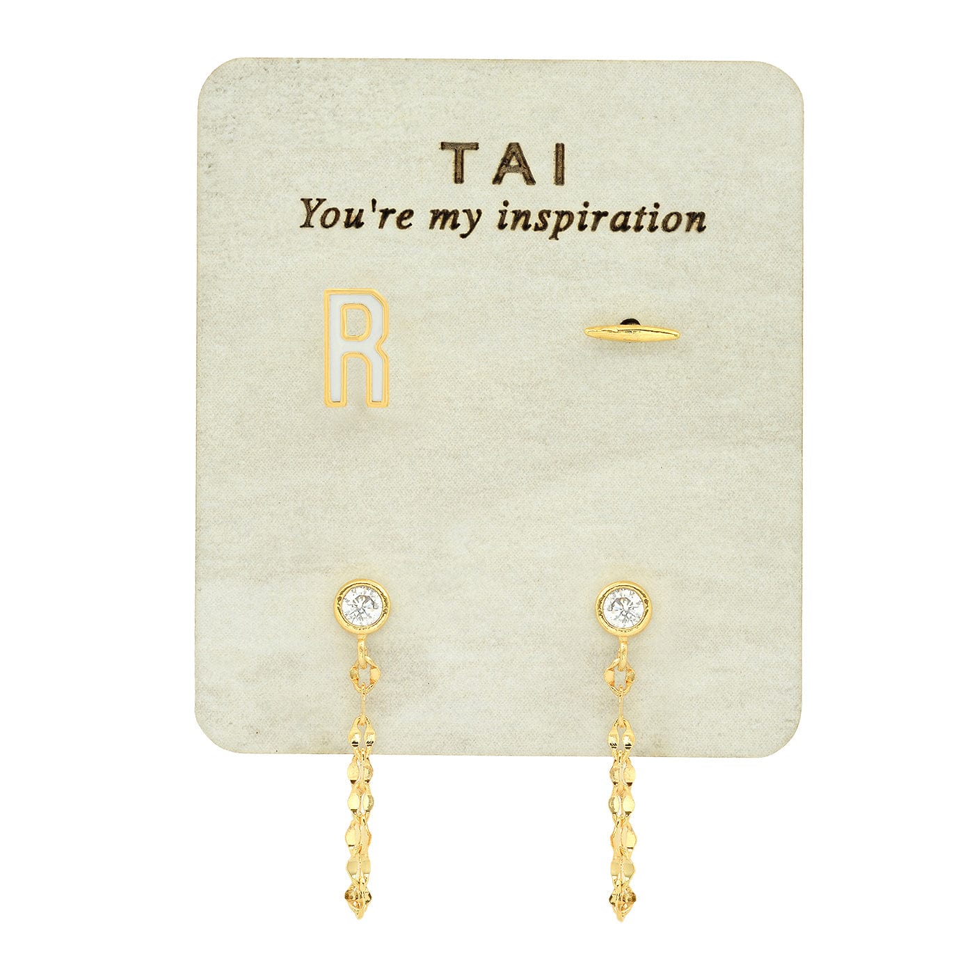 Enamel Monogram Stud Set
