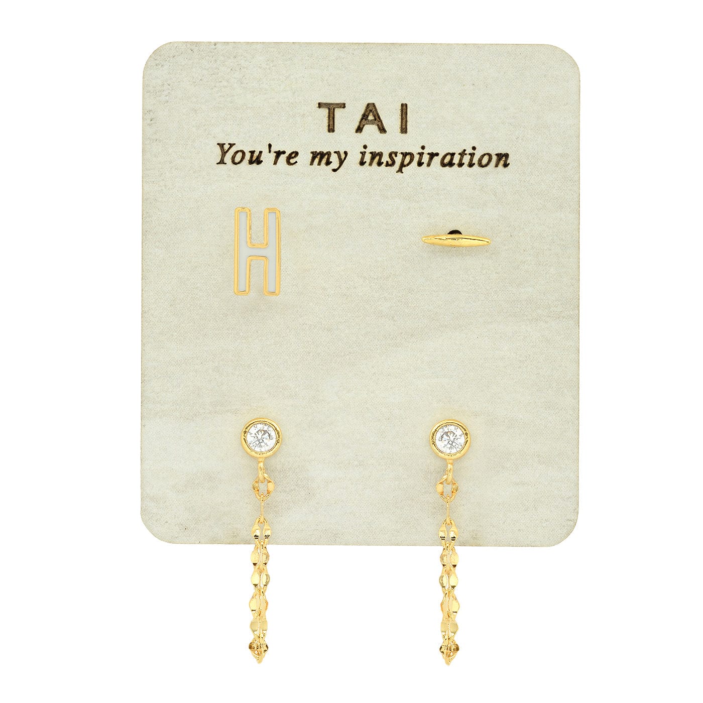 Enamel Monogram Stud Set