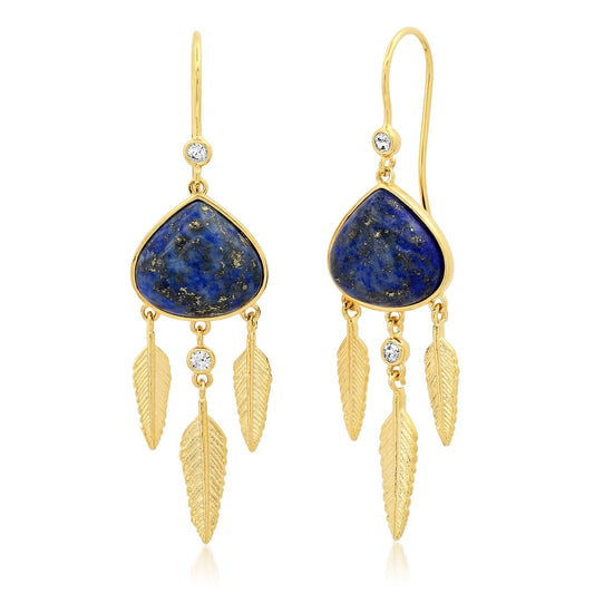 Feather Stone Drop Earrings