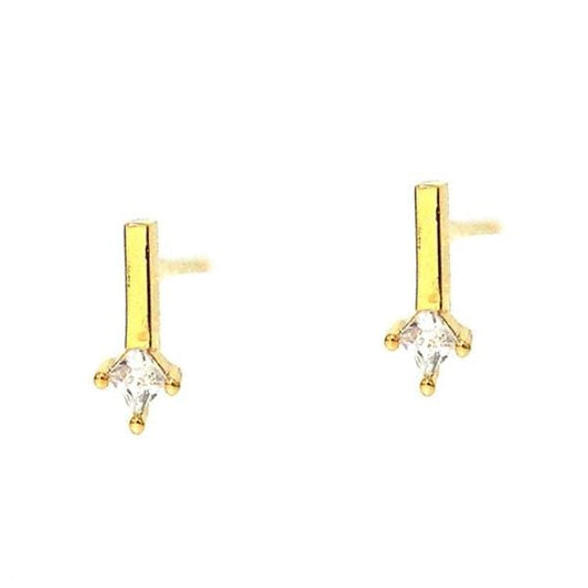Gold Stick with Single CZ Accent